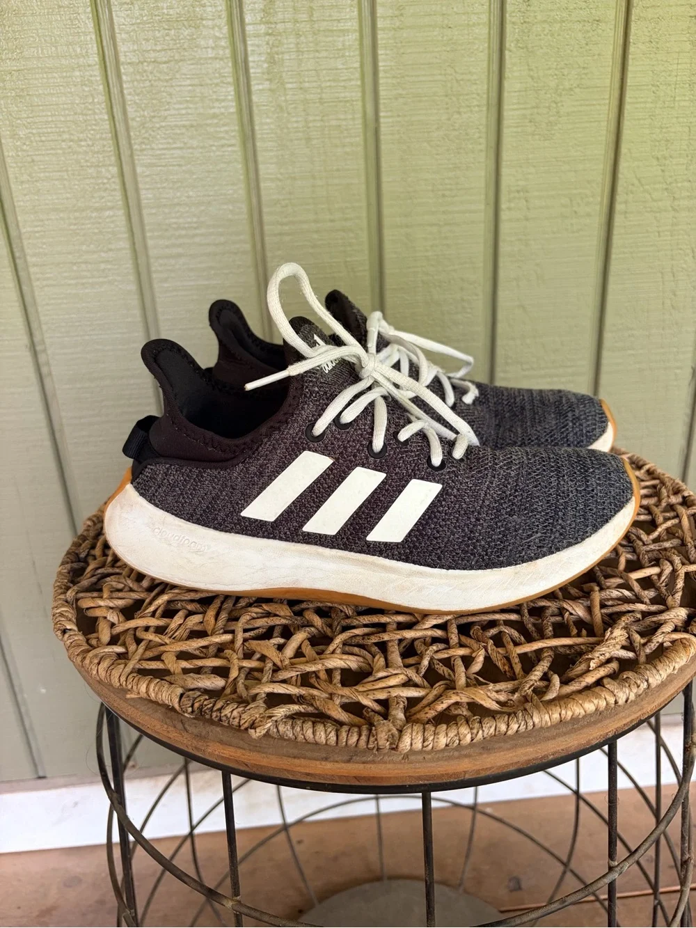 adidas Cloudfoam Pure Womens Sneaker Black/White Sz 7.5